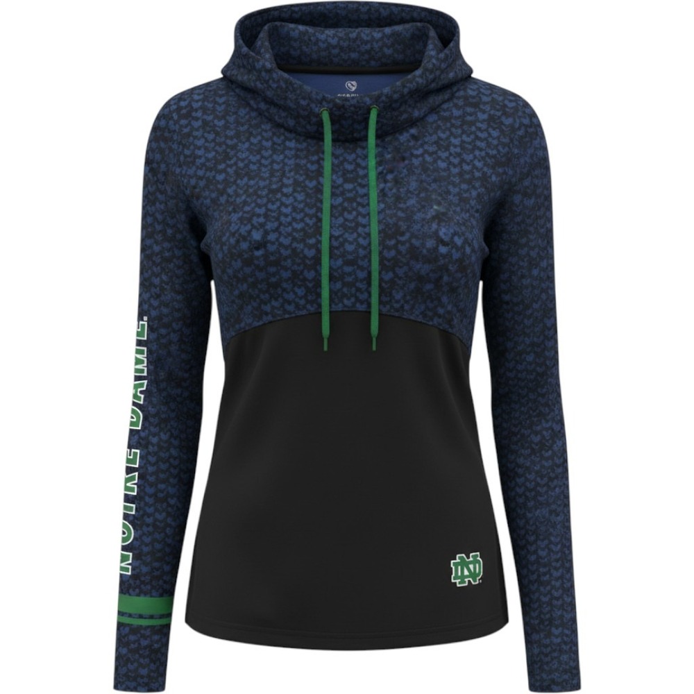 Colosseum Notre Dame Fighting Irish Women Cowl Neck Hoodie Navy Print Medium